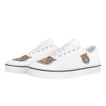 White Canvas Sneakers with Detailed Tiger Head Emblems